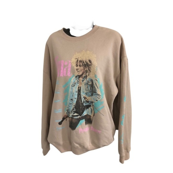 Tina Turner tan 1984 Private Dancer graphic print Concert sweatshirt size large - Picture 4 of 14